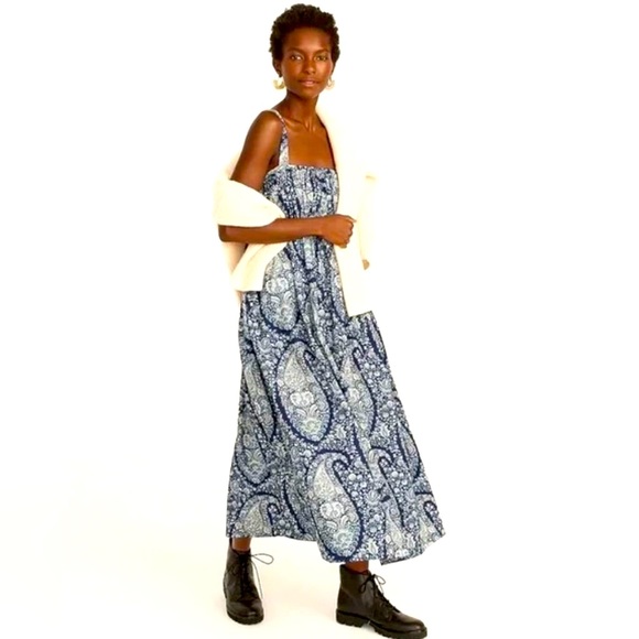 J. Crew Dresses & Skirts - J. Crew Gathered Cotton-Poplin
Paisley Maxi Dress Size 6 nwot